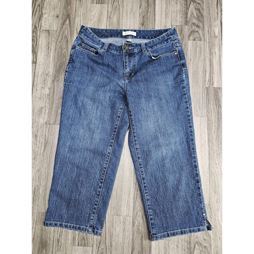 (3/$35) Christopher & Banks Jeans Womens 6 Capris Denim Stretch Embroidered
